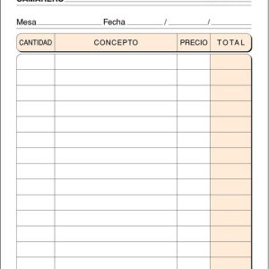 TALONARIO CAMARERO 8? T-88 DUPLICADO AUTOCOPIANTE NUMERADO