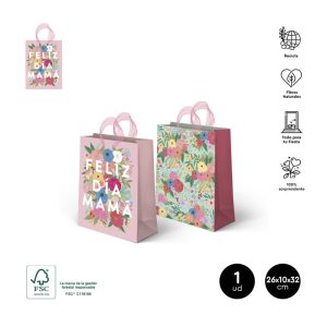BOLSA FELIZ DIA MAMA FLORAL SUR, 26X10X32 CM 1UD