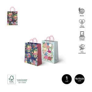 BOLSA THANK YOU FLORAL SURTIDAS 18X10X24CM 1UD