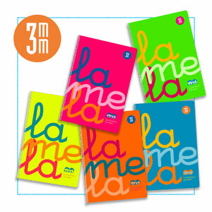 BLOC ESPIRAL FOLIO 80H 90GR CUADROVIA 3MM PLASTIC SURTIDO