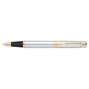PLUMA ESTILOGRAFICA SHEAFFER M 9342 CROMO DETALLES DORADOS