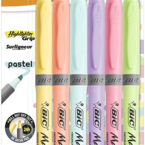 MARCADOR BIC HIGHLIGHTER GRIP PASTEL BLISTER 6 COLORES SURTI