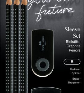 BLISTER 3 LAPICES GRIP 2001 B, GOMA Y AFILA SLEEVE MINI NEGR