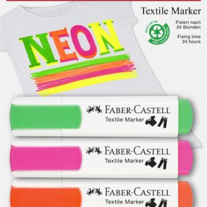 BLISTER 4 MARCADORES FABER CASTELL TEXTIL COLORES NEON