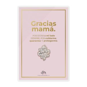 TARJETA STAMPING DORADO + PIN LA MEJOR MADRE ERES TU