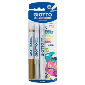 ROTULADOR GIOTTO DECOR METAL ORO PLATA Y BLANCO BLISTER 3UDS