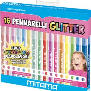 SET 16 ROTULADORES TRIANGULARES GLITTER Y PASTEL