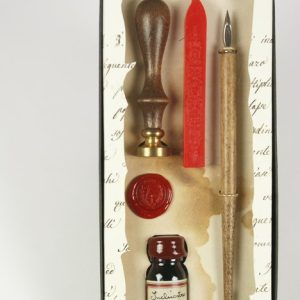 SET PLUMA Y LACRE SELLO SURTIDO 4 PIEZAS