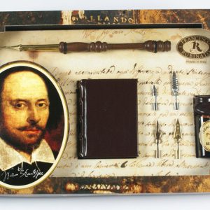 SET PLUMA MADERA CON PLUMILLAS Y TINTA 11CC SHAKESPEARE