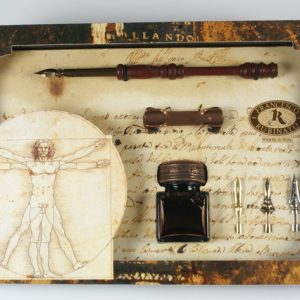 SET PLUMA MADERA 5 PUNTAS Y TINTA 25CC LEONARDO DA VINCCI