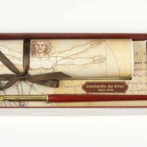SET PLUMA CON TINTA 10CC PERGAMINO HOMBRE DE VITRUVIO,