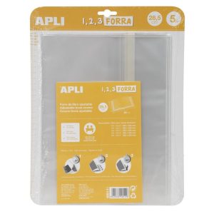 FORRO DE LIBROS CON SOLAPA AJUSTABLE PP 285 MM 5 U,