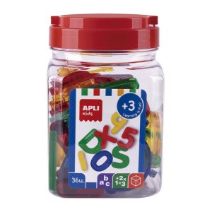 BOTE LETRAS Y NUMEROS TRANSPARENTES 36 UNIDADES