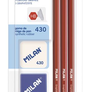 BLISTER 3 LAPICES GRAFITO HEXAGONALES, SACAPUNTAS AFILA, GOM