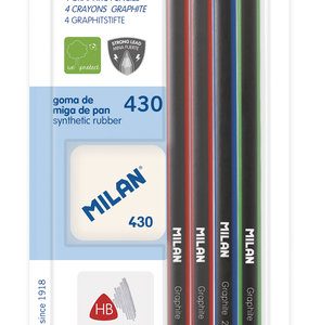 BLISTER 4 LAPICES DE GRAFITO TRIANG, + GOMA DE BORRA 430