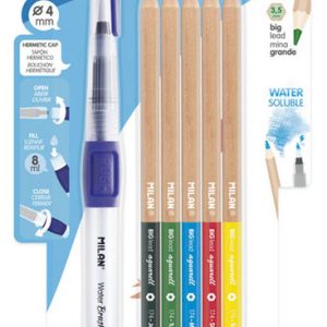 PINCEL DE AGUA CON 5 LAPICES ACUARELABLES BLISTER