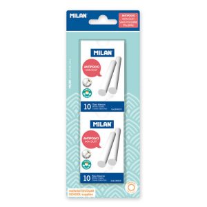 BLISTER 2 CAJAS 10 TIZAS REDONDAS BLANCAS ANTIPOLVO