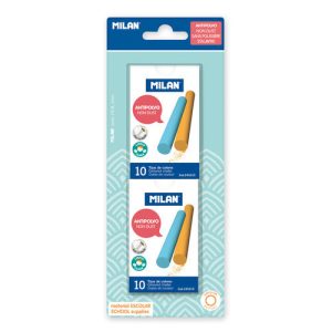 BLISTER 2 CAJAS 10 TIZAS REDONDAS DE COLORES ANTIPOLVO