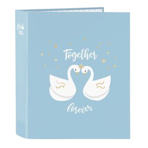 CARPETA FOLIO 4 ANILLAS LOMO ANCHO GLOWLAB CISNES