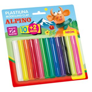 PLASTILINA ALPINO 17 GR NEON BLISTER 10 + 2 ROLLITOS