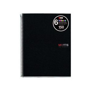 BLOC ESPIRAL A4 150H 70GR CUADRO 5MM PP 4/T NEGRO MR