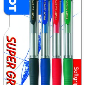 BOLIGRAFO PILOT SUPER GRIP 1 AZUL, 1 NEGRO,1 ROJO Y 1 VERDE