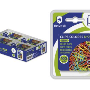 CLIP COLORES N? 2 32MM 100U BISMARK BLISTER