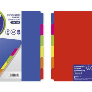 SEPARADORES CARTON NEON A-4 6 DEPARTAMENTOS