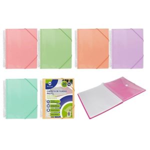 CARPETA ESPIRAL 20 FUNDAS PP PASTEL SURTIDAS