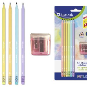 SET 6 LAPICES PASTEL CON GOMA+AFILALAPIZ DOBLE