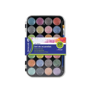 SET ACUARELAS 28 COLORES Y PINCELES