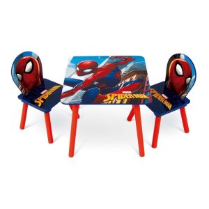 CONJUNTO MESITA MADERA + 2 SILLAS SPIDERMAN