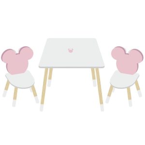 CONJUNTO MESITA MADERA + 2 SILLAS MINNIE MINIMALIST