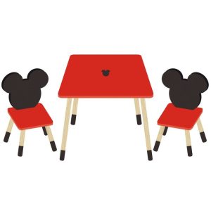 CONJUNTO MESITA MADERA + 2 SILLAS MICKEY MINIMALIST