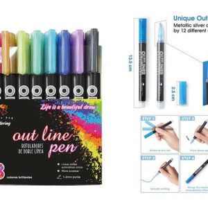 SET 8 ROTULADORES OUTLINER BICOLOR NEON
