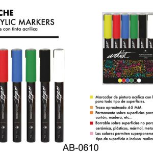 ESTUCHE 6 ROTULADORES ACRILICOS GAMA ARTIST SURTIDA