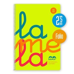 BLOC ESPIRAL FOLIO 80H 90G CUADROVIA 2,5MM PLASTIC AMARILLO
