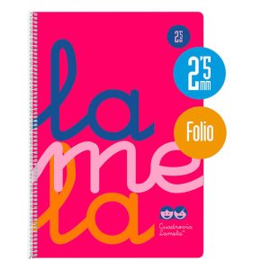 BLOC ESPIRAL FOLIO 80H 90GR CUADROVIA 2,5MM PLASTIC ROSA