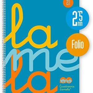 BLOC ESPIRAL FOLIO 80H 90GR CUADROVIA 2,5MM PLASTIC AZUL