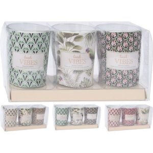 SET DE VELAS EN CRISTAL 3 PIEZAS