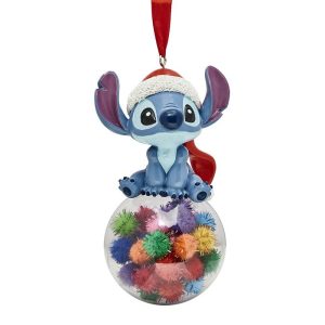 BOLA DE NAVIDAD STITCH CON POMPONES