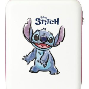 MALETA DE CABINA RIGIDA 55 CM BLANCA Y ROSA STITCH DISNEY