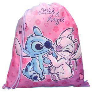 SACO CUERDAS INFANTIL STITCH Y ANGEL HELLO CUTIE