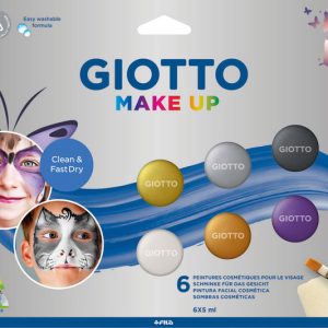MAQUILLAJE GIOTTO 5 ML 6 COLORES METAL + PINCEL + ESPONJA