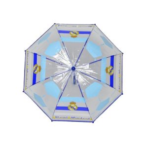 PARAGUAS MANUAL INFANTIL TRANSP, BURBUJA 48 CM REAL MADRID