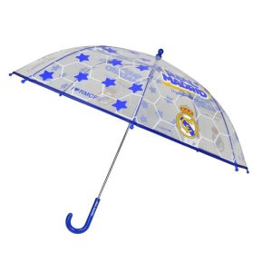 PARAGUAS MANUAL INFANTIL 48 CM TRANSPARENTE REAL MADRID