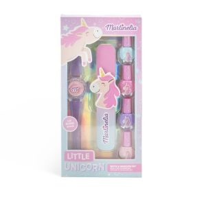 SET DE RELOJ UNICORNIO CON BRILLO Y MANICURA MARTINELIA