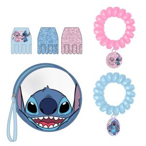 SET DE BELLEZA ACCESORIOS PELO BOLSITO REDONDO STITCH