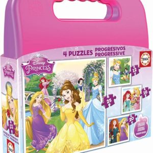 MALETA PUZZLES PROGRESIVOS PRINCESAS DISNEY 12-16-20-25