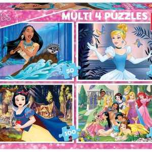 MULTI 4 PUZZLES DISNEY PRINCESS 50-80-100-150